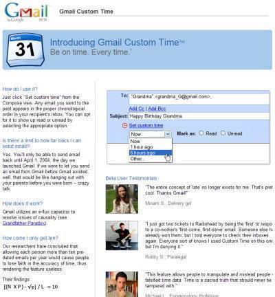 Gmail Custom Time™ : Google’s April Fool’s Day Gift